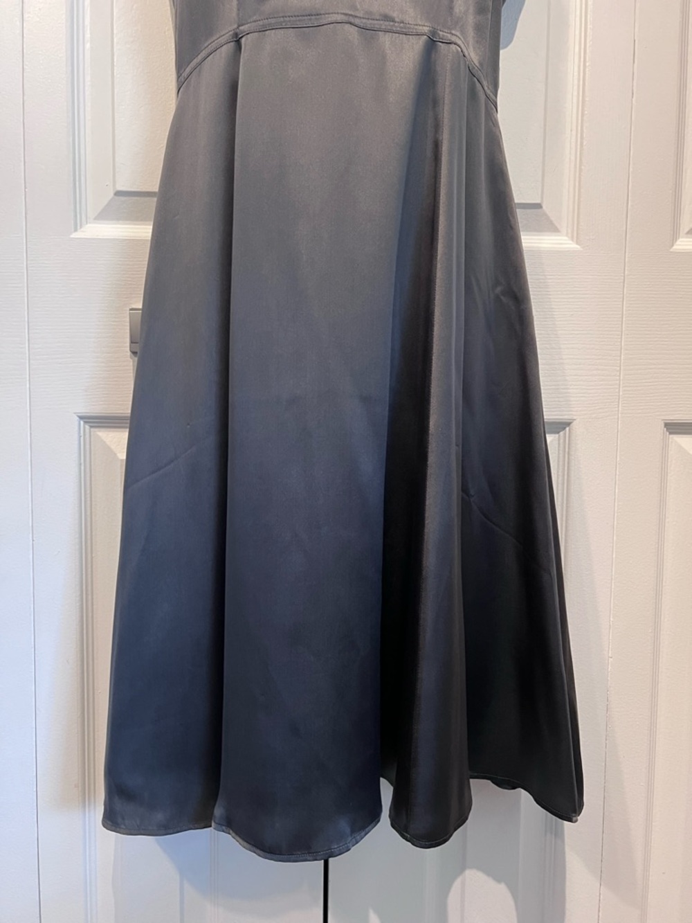 Jacob Grey/Pewter 100% Silk Vintage‎ Fit & Flare Dress Size 10 - Picture 5 of 13
